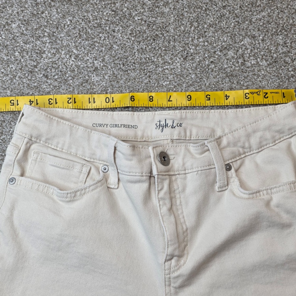 Style & Co Curvy Girlfriend Jeans Cream Off White Size 8 Stretch Denim Pants
459 - Picture 5 of 6